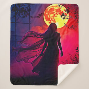 Cobertor Sherpa Design de Mistério da Mulher Sombra Vermelha