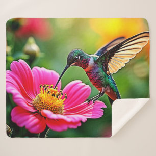 Cobertor Sherpa Design de Momentos de Hummingbird Mágico