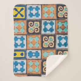 Cobertor Sherpa Design de padrão de Azulejo de  cerâmicos colorido