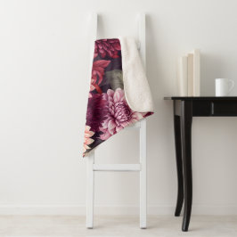 Cobertor Sherpa Design de Padrão de Dahlia Rosa-Vermelho-Cria