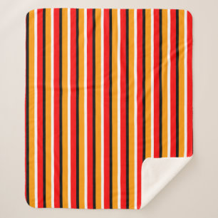 Cobertor Sherpa Design de Padrão de Faixa Laranja Vermelha
