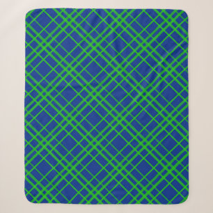 Cobertor Sherpa Design de Padrão de Xadrez de Tartan Azul