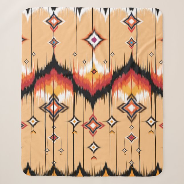 Cobertor Sherpa Design de padrão geométrico abstrato, geo Ikat (Frente)