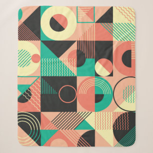 Cobertor Sherpa Design de Padrão Geométrico Retroativo