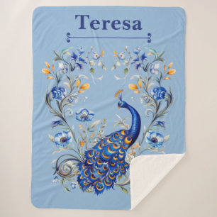 Cobertor Sherpa Design de Peacock Personalizado - Presente Elegant