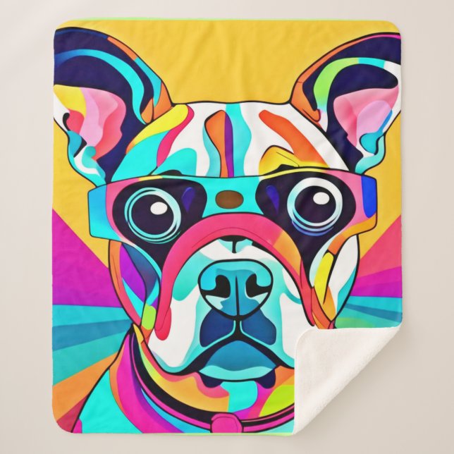 Cobertor Sherpa Design de Pet Glass Vibrantes (Frente)