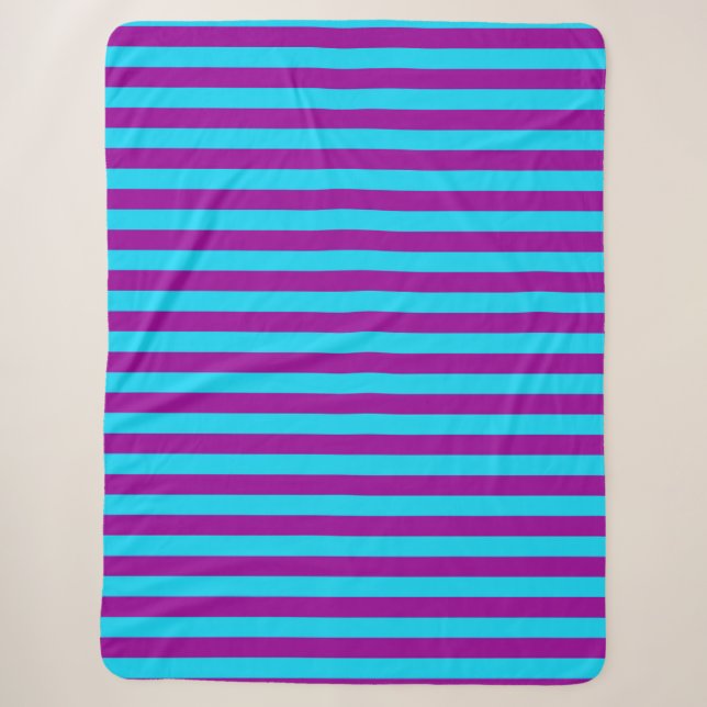Cobertor Sherpa Design de Stripes Azul e Púrpura (Frente)