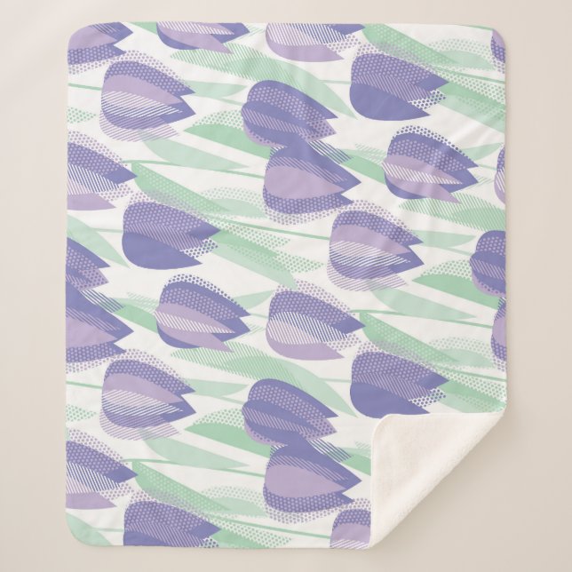 Cobertor Sherpa Design de Tulipas: floral violeta pálido. (Frente)