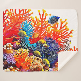 Cobertor Sherpa Design de vida no mar submarino colorida