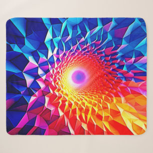 Cobertor Sherpa Design de Vórtice de Cor Geométrica Prismática