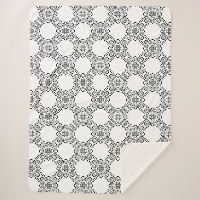 Cobertor Sherpa Design do abstrato preto e branco (Frente)