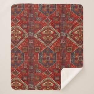 Cobertor Sherpa Design oriental do tapete na obscuridade - no5