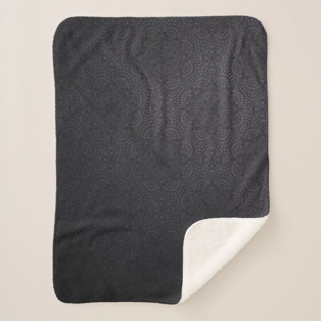 Cobertor Sherpa Design ornamental Black Luxury (Frente)