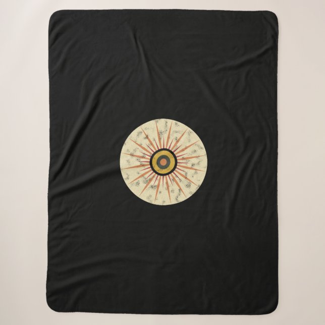 Cobertor Sherpa Design Retro Boho Explosão Solar (Frente)