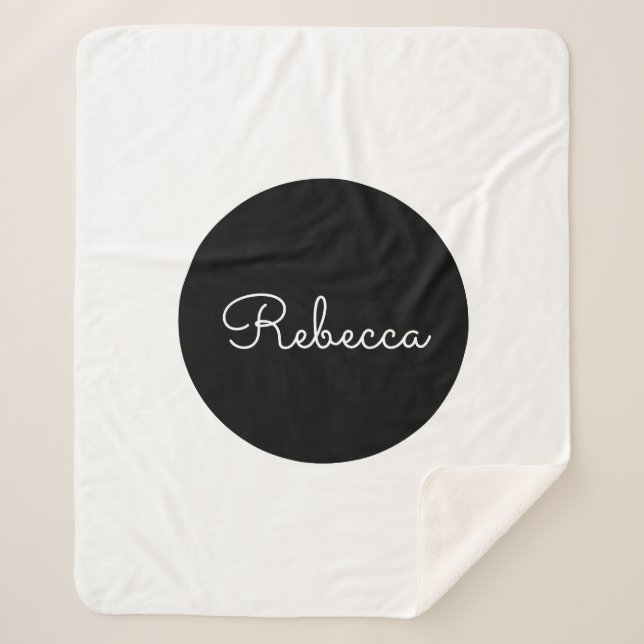 Cobertor Sherpa Design retromoderno de Script Branco Editável lega (Frente)