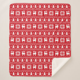 Cobertor Sherpa Design vermelho das poinsétias da rena da camisol
