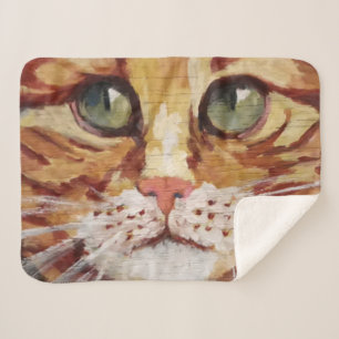 Cobertor Sherpa Detalhe da pintura de Orange Tabby Sherpa Blanket