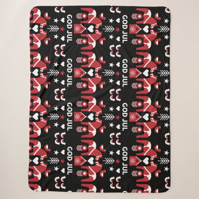 Cobertor Sherpa Deus Jul Swedish Folk Art (Frente)