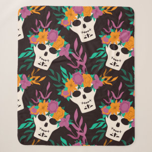 Cobertor Sherpa Dia de Los Muertos, tradicional Halloween mexicano