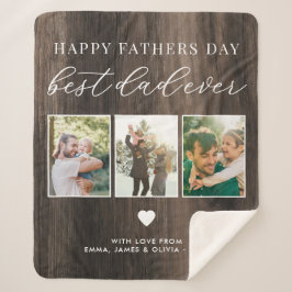 Cobertor Sherpa Dia de os pais Feliz Melhor Pai 3 Colagem de Fotos