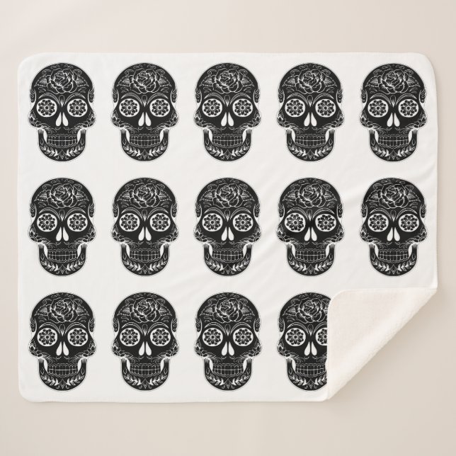 Cobertor Sherpa Dia do Crânio Morto (Frente (Horizontal))