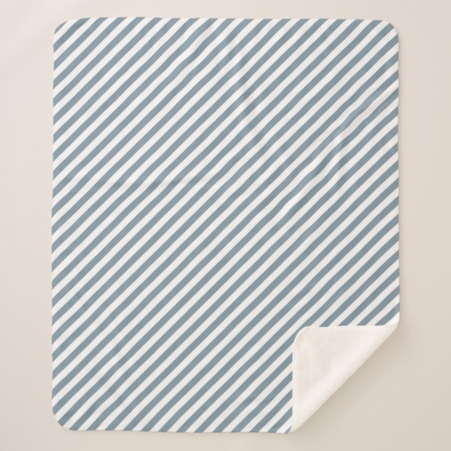 Cobertor Sherpa Diagonal blue and white stripes pattern (Frente)