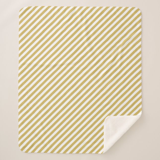 Cobertor Sherpa Diagonal golden yellow and white stripes pattern (Frente)