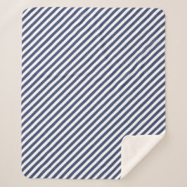 Cobertor Sherpa Diagonal navy blue and white stripes pattern