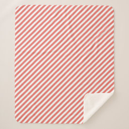 Cobertor Sherpa Diagonal pattern of pink and white stripes