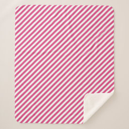 Cobertor Sherpa Diagonal pink and white stripes pattern