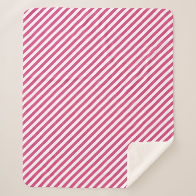 Cobertor Sherpa Diagonal pink and white stripes pattern (Frente)