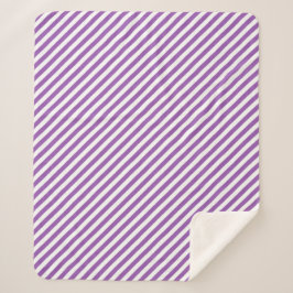 Cobertor Sherpa Diagonal purple and white stripes pattern