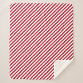 Cobertor Sherpa Diagonal red and white stripes pattern