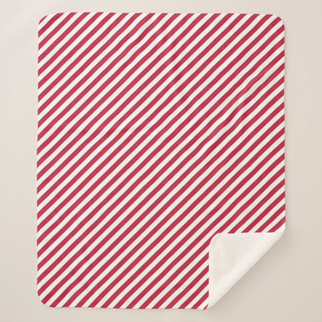 Cobertor Sherpa Diagonal red and white stripes pattern (Frente)