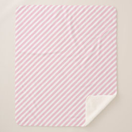 Cobertor Sherpa Diagonal white and pink stripes pattern
