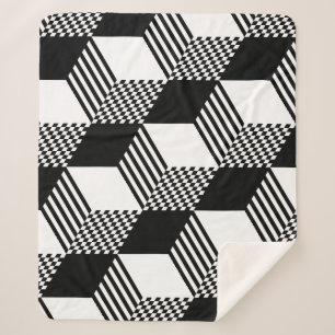 Cobertor Sherpa Diamante Geométrico Preto e Branco Sherpa Blanket