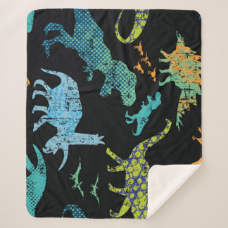 Cobertor Sherpa Dino Impressão: Padrão Grunge de Camisa T.