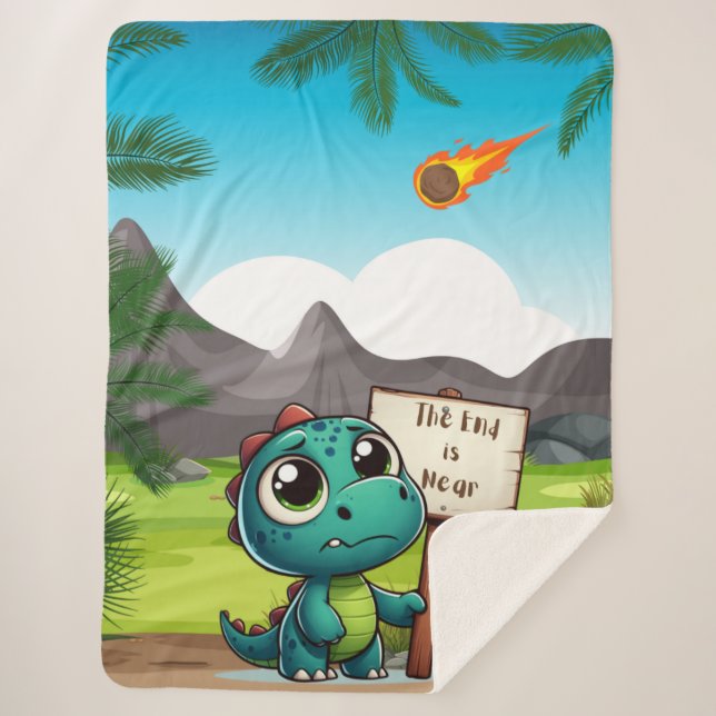 Cobertor Sherpa dinossauro fofo, engraçado (Frente)