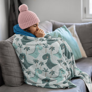 Cobertor Sherpa Dinossauro Simples Design de Criança Escandinava