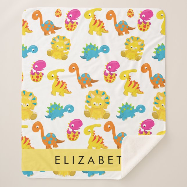 Cobertor Sherpa Dinossauros Bonitos, Padrão De Dinossauros, Seu No (Frente)