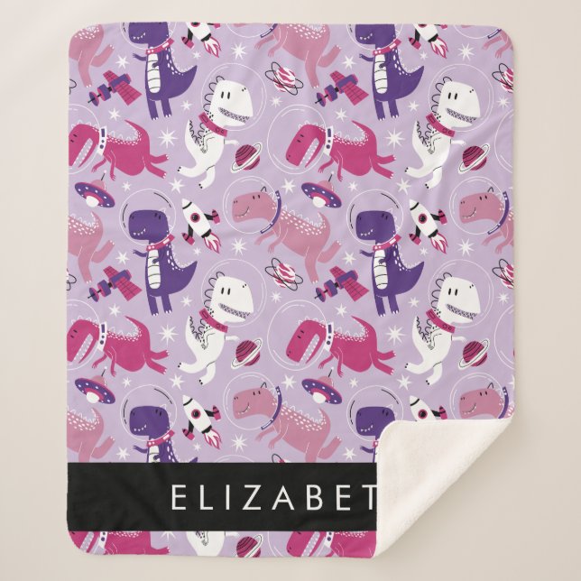 Cobertor Sherpa Dinossauros Espaciais, Dinossauros Bonitos, Estrel (Frente)
