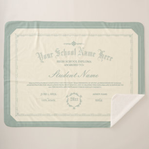 Cobertor Sherpa Diploma Personalizado Tradicional Verde Suave
