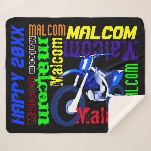 Cobertor Sherpa Dirt Bike Nome Tipografia Personalizada