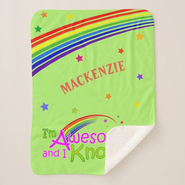 Cobertor Sherpa Divertido AWESOME e eu o conheço com o Rainbow na  (Frente)