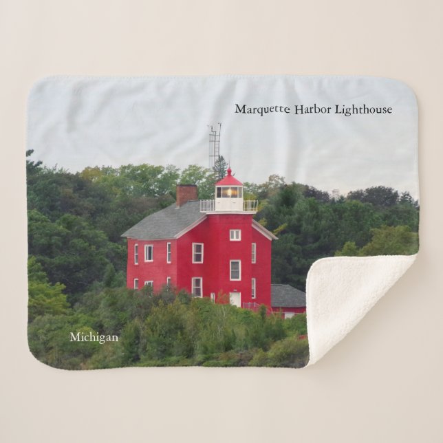 Cobertor sherpa do Farol do Porto de Marquette (Frente (Horizontal))