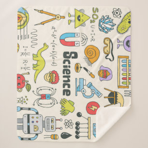 Cobertor Sherpa Dodles Científicos: Conjunto Escolar Desenho À Mão