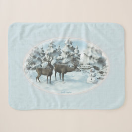 Cobertor Sherpa Dois Deers e um Snowman Sherpa Blanket