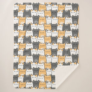 Cobertor Sherpa Doodle de Gato Fofo e Gorducho