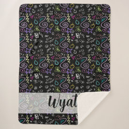 Cobertor Sherpa Doodles BFF - Padrão de Falha na Largura