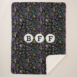 Cobertor Sherpa Doodles BFF - Padrão de Largura (3 Miçangas)